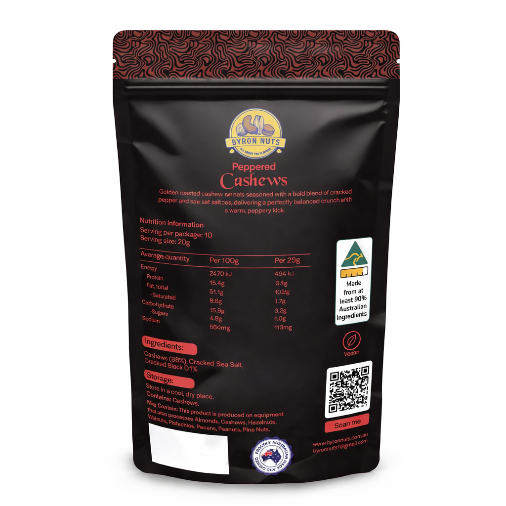 Peppered Cashews | Byron Nuts Gourmet Nuts